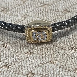 Silver and gold pave cable bracelet.